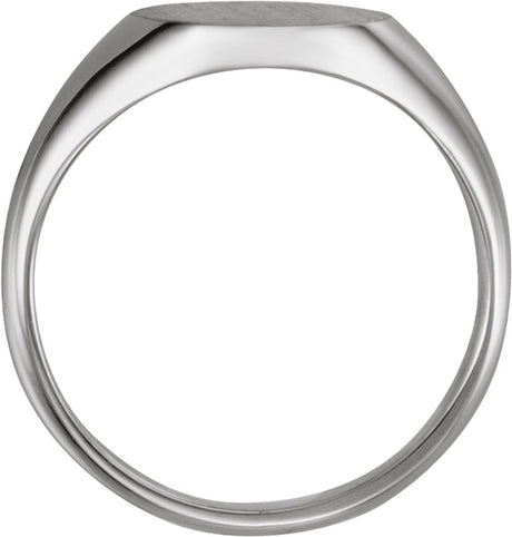 14K White Gold 11x9.5 mm Oval Signet Ring