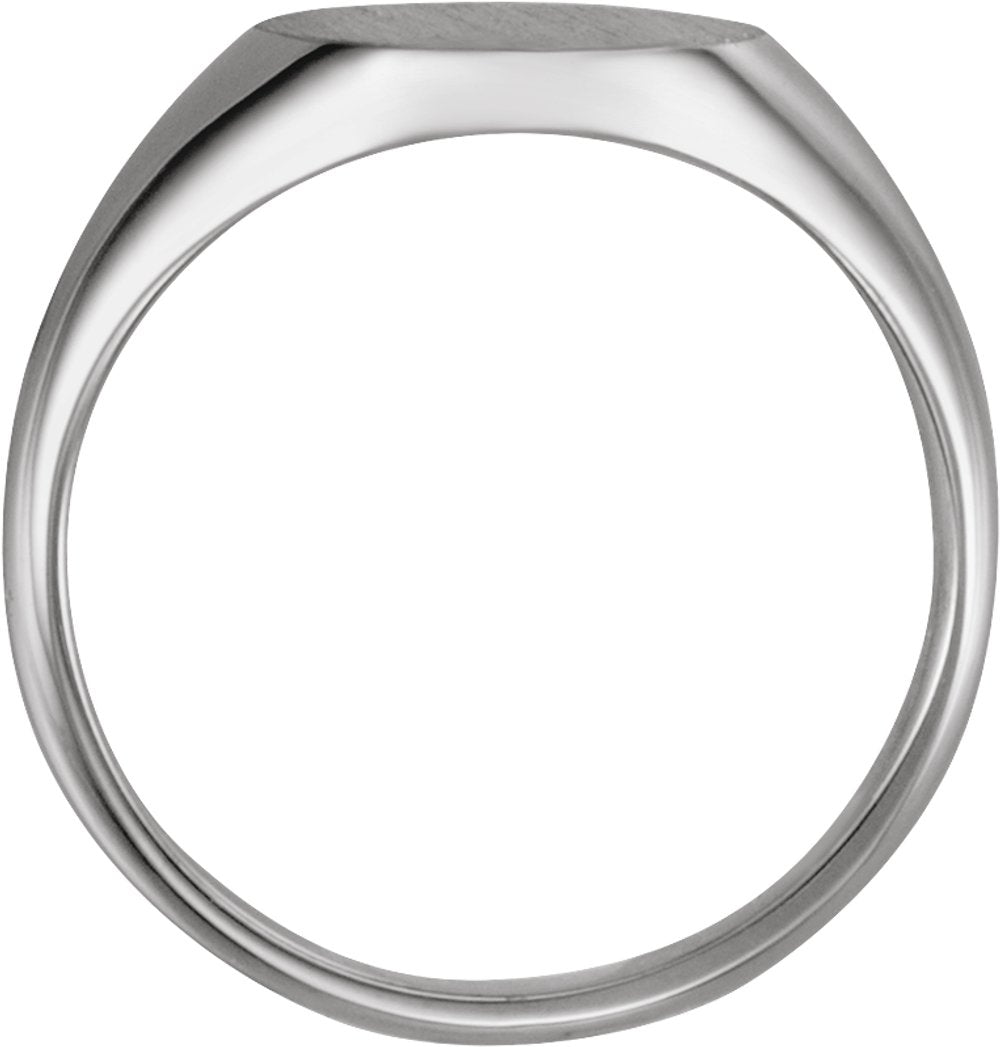 14K White 11x9.5 mm Oval Signet Ring