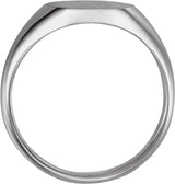 14K White 11x9.5 mm Oval Signet Ring