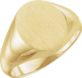 14K Yellow Gold 14x12 mm Oval Signet Ring