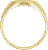 14K Yellow Gold 14x12 mm Oval Signet Ring