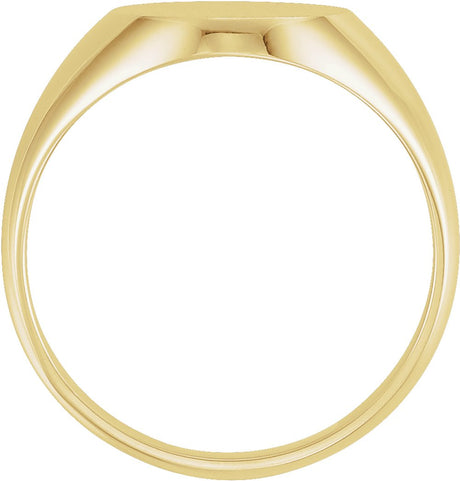 14K Yellow Gold 14x12 mm Oval Signet Ring