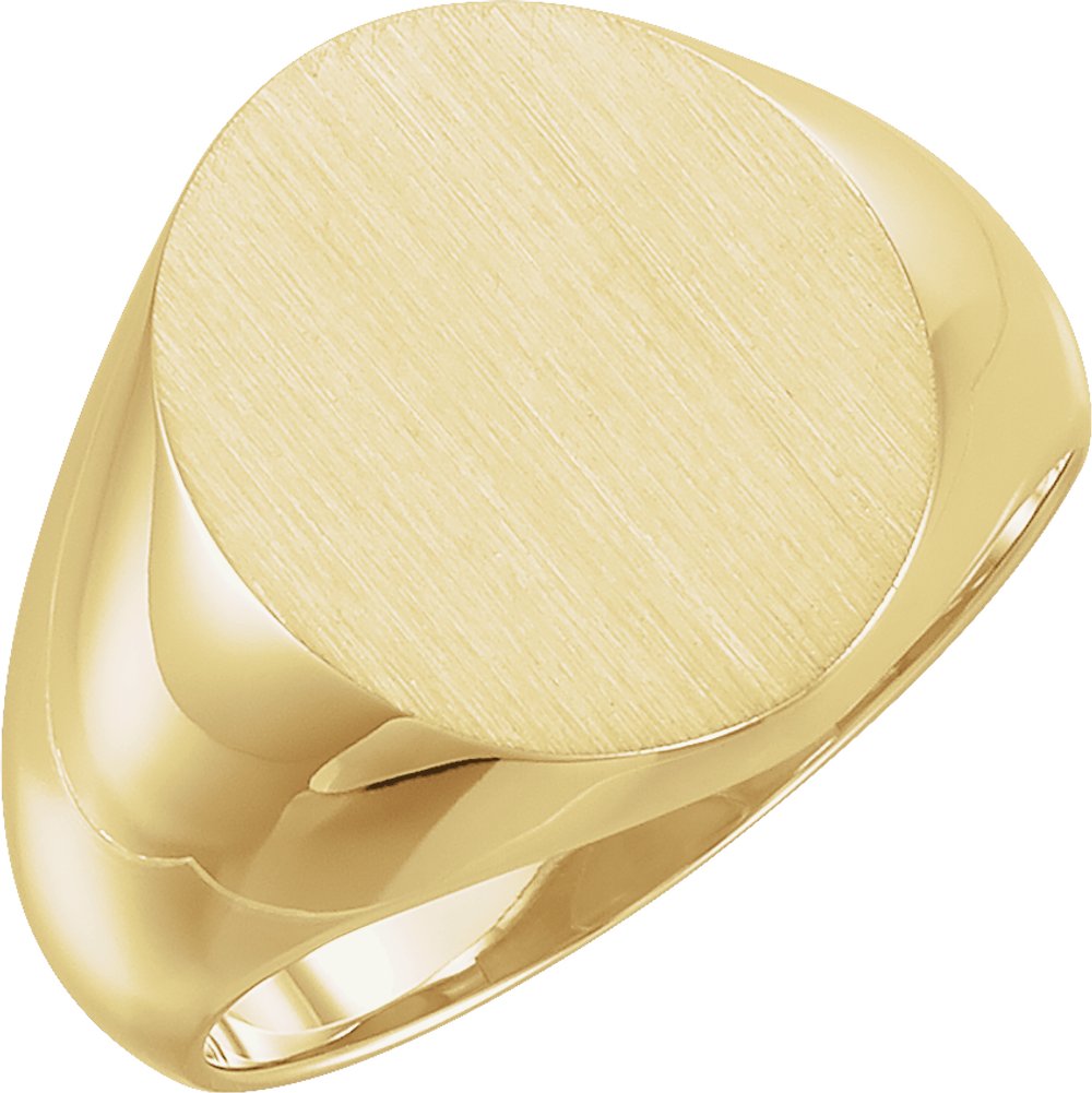 14K Yellow Gold 16x14 mm Oval Signet Ring