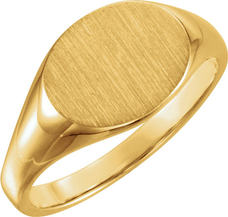 10K Yellow 12x9 mm Oval Signet Ring 