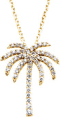 14K Yellow 1/4 CTW Natural Diamond Palm Tree 16" Necklace