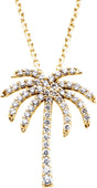 14K Yellow Gold 1/4 CTW Natural Diamond Palm Tree 16" Necklace