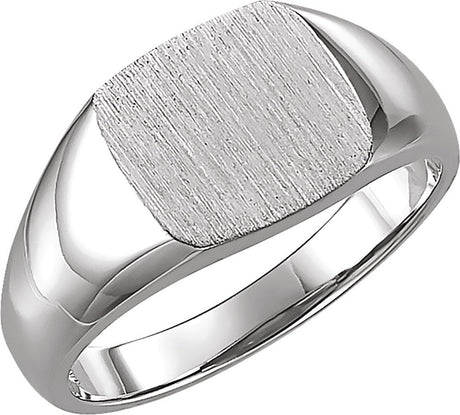 14K White Gold 9 mm Square Signet Ring