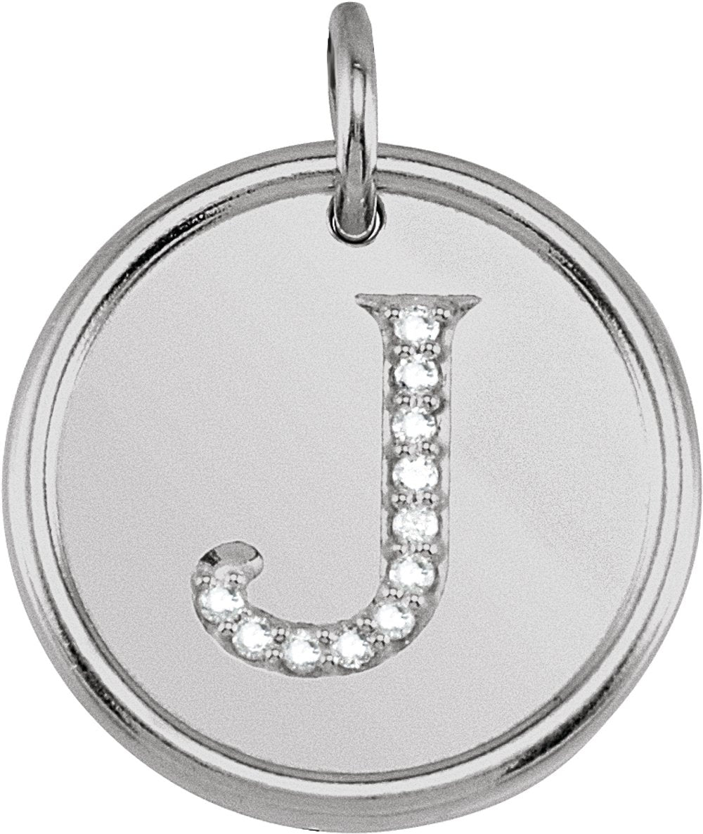 Sterling Silver .06 CTW Natural Diamond Posh Mommy® Initial J Pendant