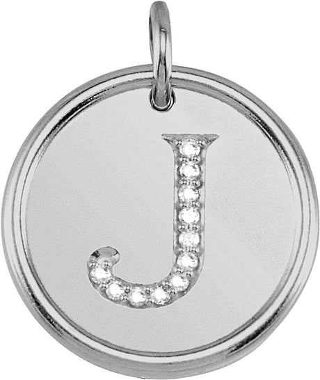 Sterling Silver .06 CTW Natural Diamond Posh Mommy® Initial J Pendant