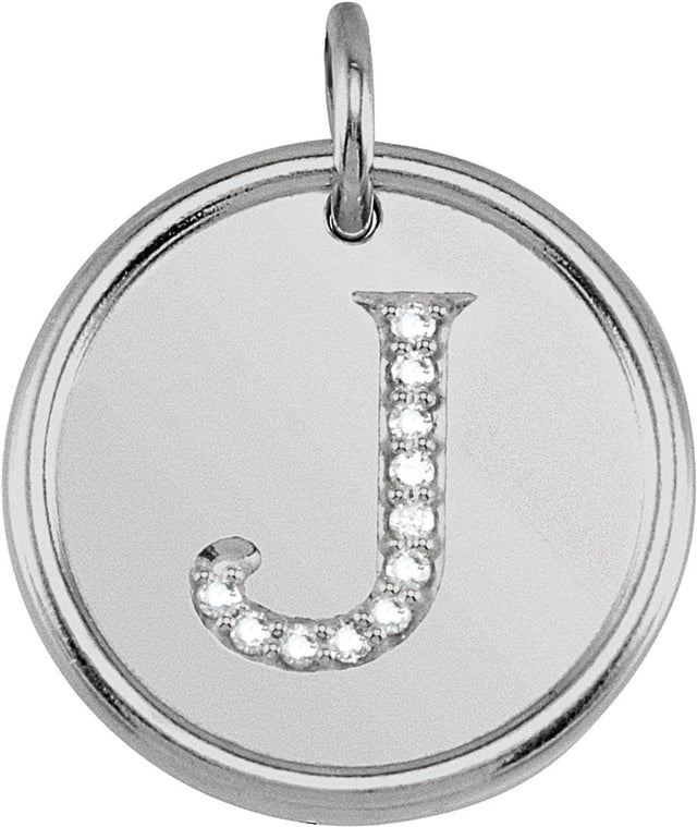 14K White .06 CTW Natural Diamond Posh Mommy® Initial J Pendant