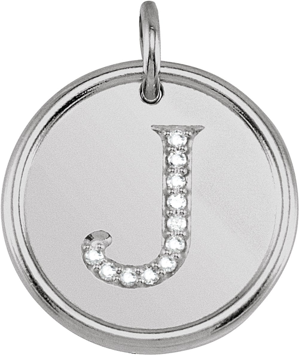 14K White Gold .06 CTW Natural Diamond Posh Mommy® Initial J Pendant