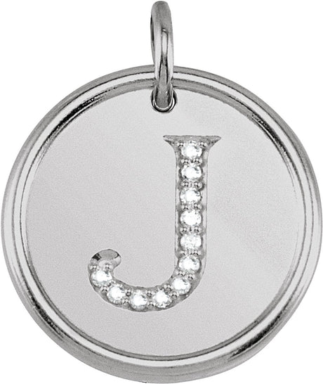 14K White Gold .06 CTW Natural Diamond Posh Mommy® Initial J Pendant