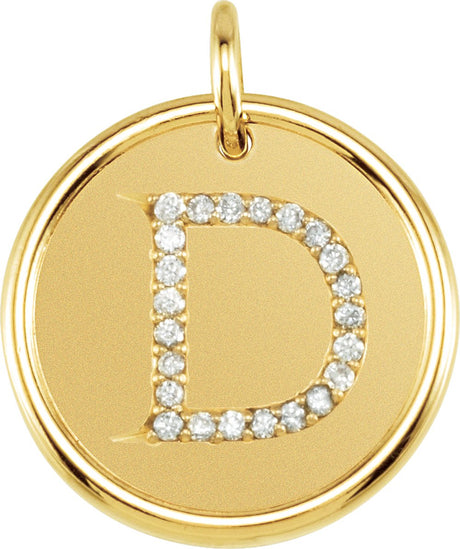 14K Yellow .08 CTW Natural Diamond Posh Mommy® Initial D Pendant