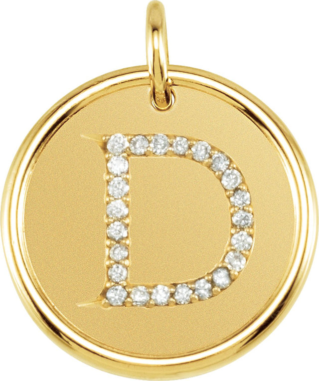 14K Yellow .08 CTW Natural Diamond Posh Mommy® Initial D Pendant