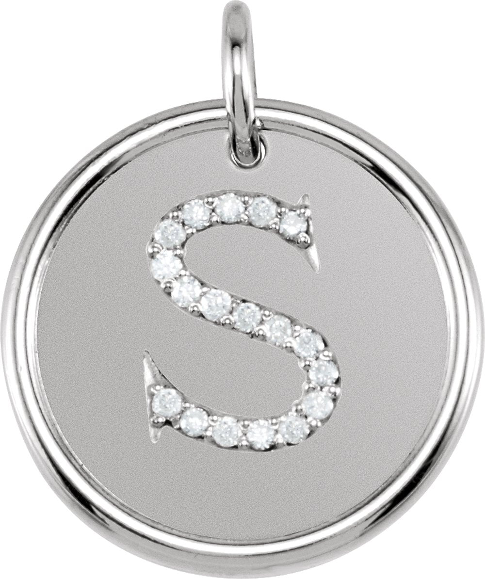 Sterling Silver 1/10 CTW Natural Diamond Posh Mommy® Initial S Pendant