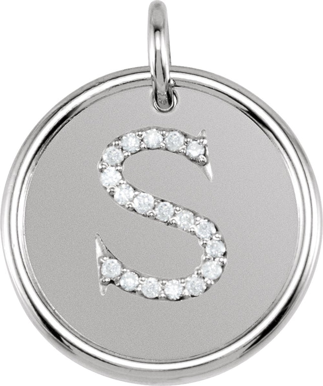 Sterling Silver 1/10 CTW Natural Diamond Posh Mommy® Initial S Pendant