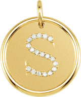 14K Yellow 1/10 CTW Natural Diamond Posh Mommy® Initial S Pendant