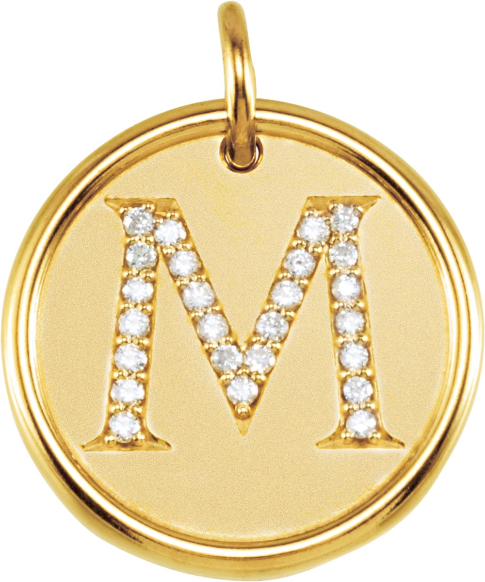 14K Yellow 1/1/10 CTW Natural Diamond Posh Mommy® Initial M Pendant