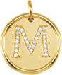 14K Yellow 1/8 CTW Natural Diamond Posh Mommy® Initial M Pendant