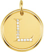 14K Yellow .04 CTW Natural Diamond Posh Mommy® Initial L Pendant