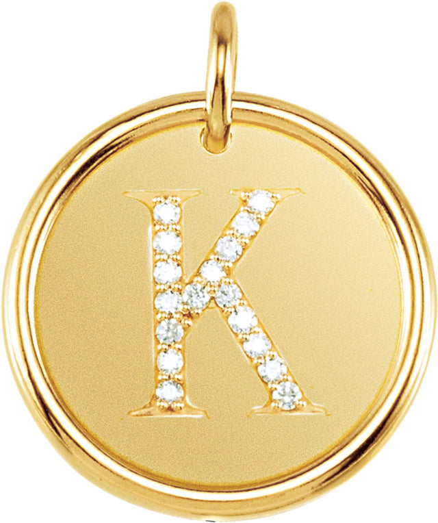 14K Yellow .08 CTW Natural Diamond Posh Mommy® Initial K Pendant