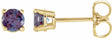 14K Yellow Gold 4 mm Lab-Grown Alexandrite Earrings