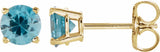 14K Yellow Gold 5 mm Natural Blue Zircon Earrings