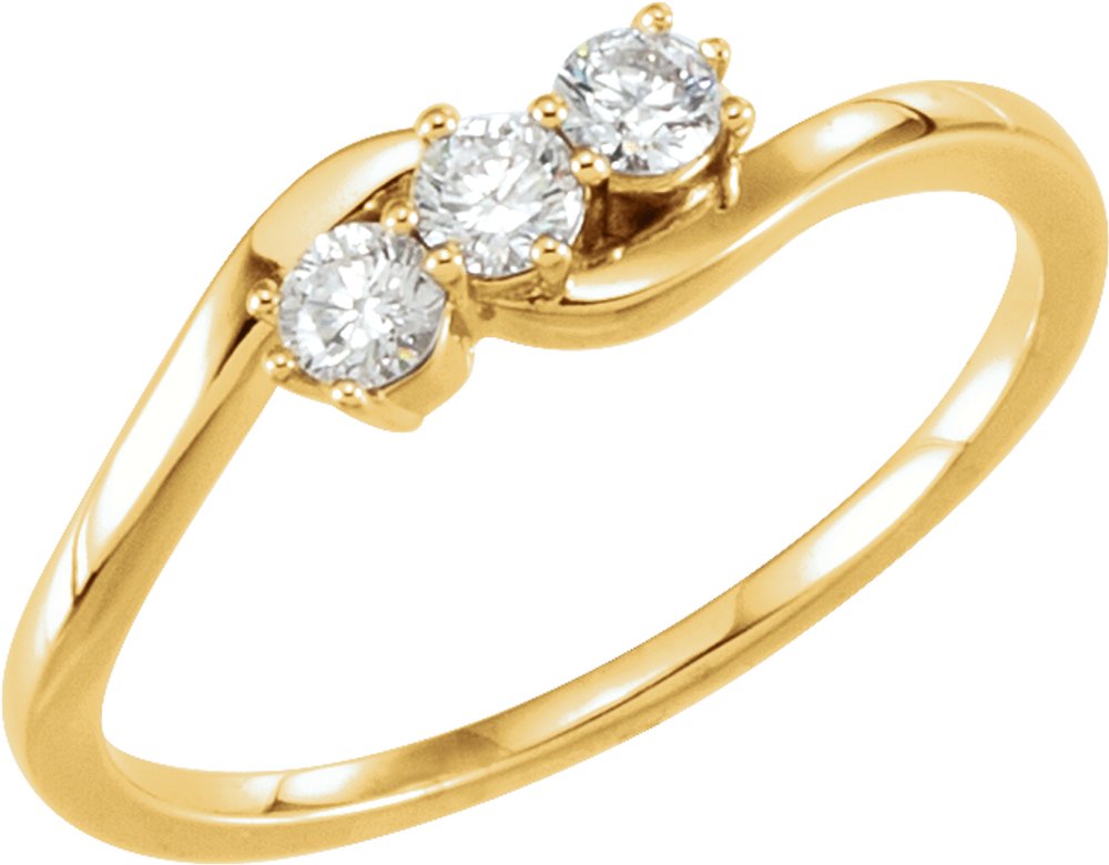 14K Yellow 1/2 CTW Lab-Grown Diamond Three-Stone Ring