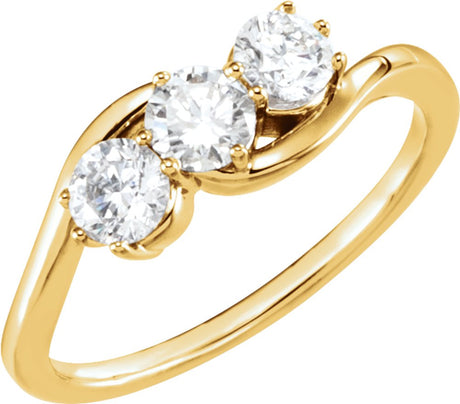 14K Yellow 3/4 CTW Lab-Grown Diamond Three-Stone Ring