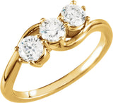 14K Yellow 1 CTW Lab-Grown Diamond Three-Stone Ring