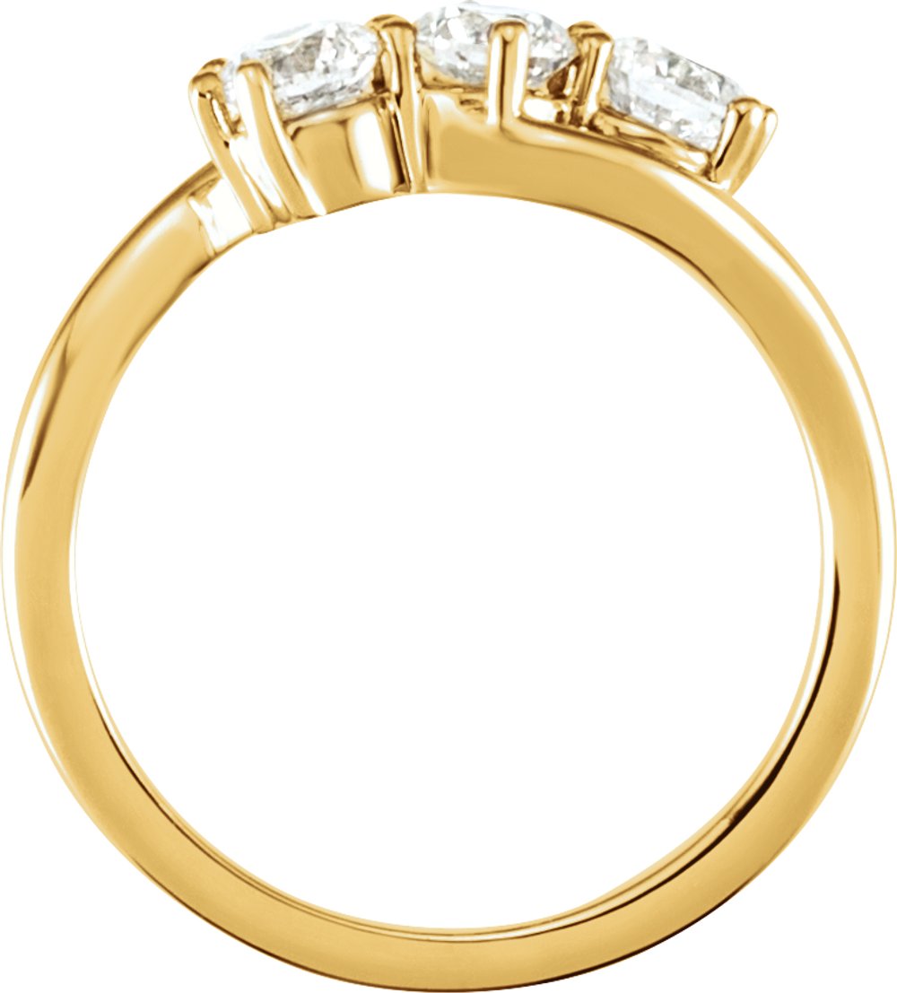 14K Yellow 1 CTW Lab-Grown Diamond Three-Stone Ring