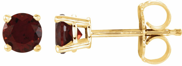 14K Yellow Gold 4 mm Natural Mozambique Garnet Earrings