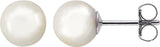 14K White Gold 7 mm Cultured White Akoya Pearl Earrings