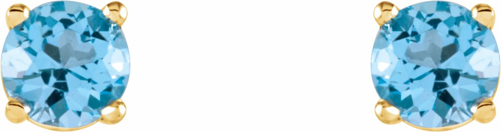 14K Yellow Gold 2.5 mm Natural Sky Blue Topaz Earrings