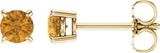 14K Yellow Gold 4 mm Natural Citrine Earrings