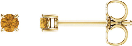 14K Yellow Gold 2.5 mm Natural Citrine Earrings