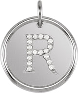 14K White .07 CTW Natural Diamond Posh Mommy® Initial R Pendant