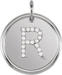 14K White .07 CTW Natural Diamond Posh Mommy® Initial R Pendant