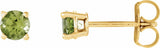 14K Yellow Gold 4 mm Natural Peridot Earrings