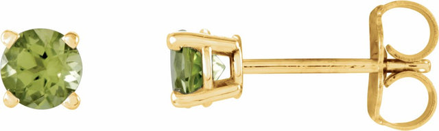 14K Yellow Gold 4 mm Natural Peridot Earrings
