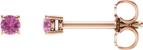 14K Rose Gold 2.5 mm Natural Pink Sapphire Earrings