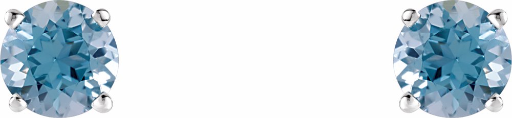 14K White 5 mm Natural Aquamarine Stud Earrings