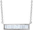 14K White Gold 1/4 CTW Natural Diamond Baguette Bar 18" Necklace