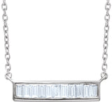 14K White Gold 1/4 CTW Natural Diamond Baguette Bar 18" Necklace