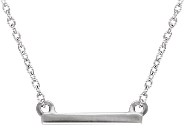 14K White Petite Bar 16-18" Necklace