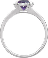 14K White Natural Amethyst & .05 CTW Natural Diamond Ring