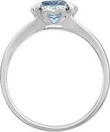 14K White Gold Natural Sky Blue Topaz & .05 CTW Natural Diamond Ring