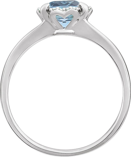 14K White Gold Natural Sky Blue Topaz & .05 CTW Natural Diamond Ring