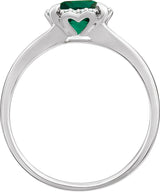 14K White Lab-Grown Emerald & .05 CTW Natural Diamond Ring