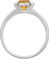 14K White Gold Natural Citrine & .05 CTW Natural Diamond Ring